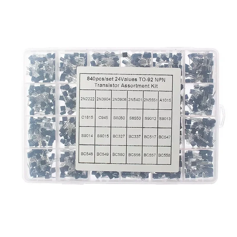 Tranzistory 50-900ks Transistors Kit PNP NPN A1015 S8050 S8550 S9012 C1815 MJE13001 2N3904 2N3906 BC327 BC337 BC517 BC547 BC548 BC549 BC558