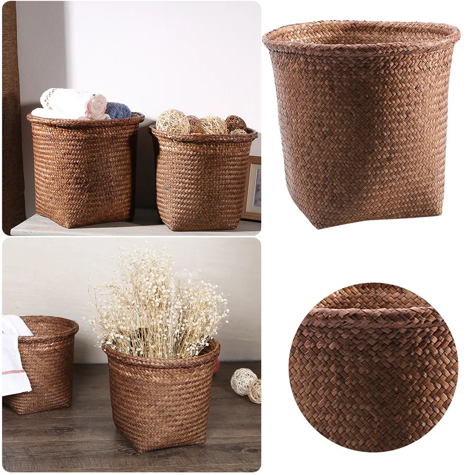 Trash Can Basket Woven Wastbastbet z odpadu odpadky Rattan spálňa kúpeľňa Slaw Kitchen kuchyňa Malé organizátor Domáce zariadenie 2024