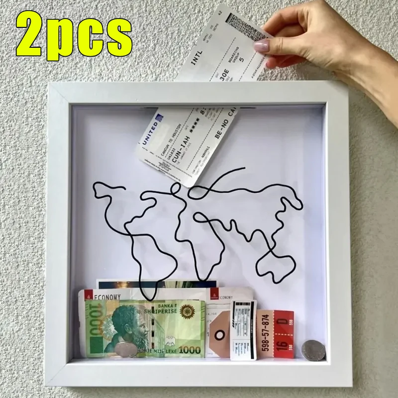 Travel Adventure Archive Box Ticket Box Foto Rám pre stenu a stolný horný displej Uchovávajte spomienky domáce dekorácie úložný priestor sbox