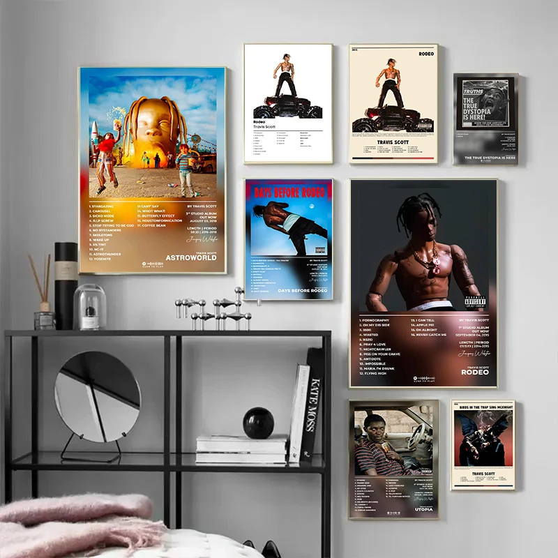 Travis Scott Rodeo Astroworld Music Album Cover Series Series Art Plaght Canvas maľba nástenná tlač pre obývaciu izbu Domovod