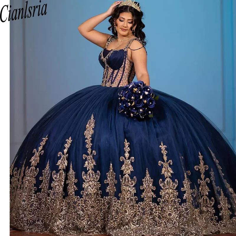 Trblietavé kráľovské modré 3D kvety quinceanera šaty veľké luk Vestidos de 15 Anos luxusné čipky narodeniny princezná Prispôsobenie Prispôsobiť