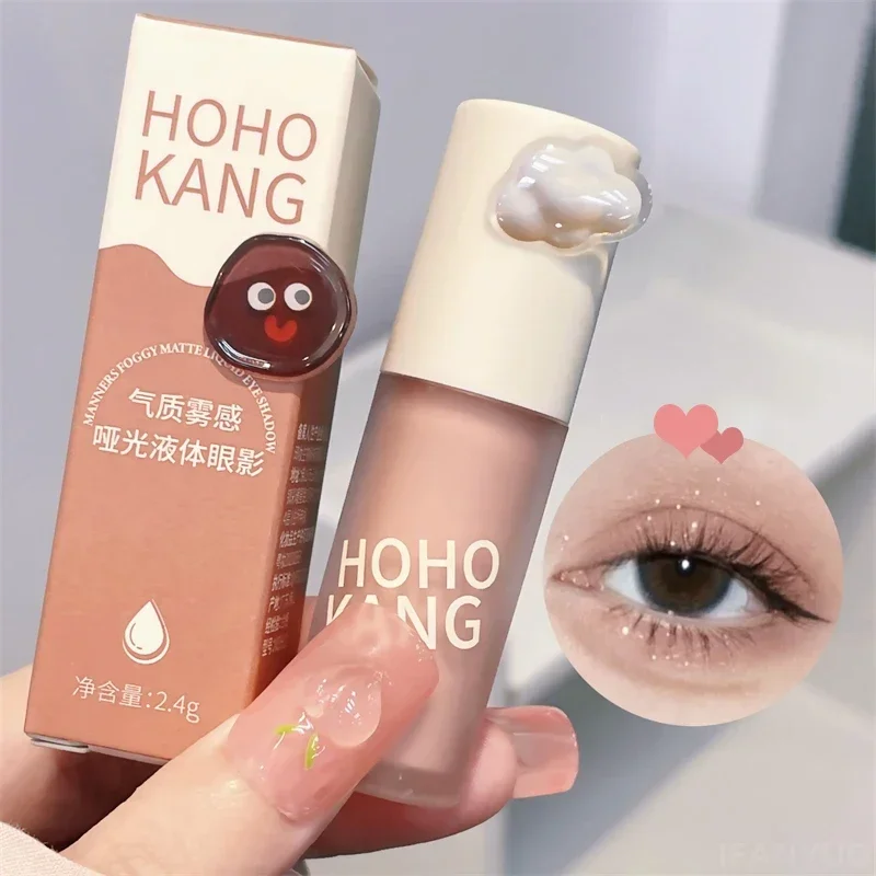 Trblietavé tekuté očné tiene červenanie duálneho účelu Matt Eyeshadow Dlhodobé očné make -up pigment ľahko sa zafarbuje hodvábne očné tiene krém