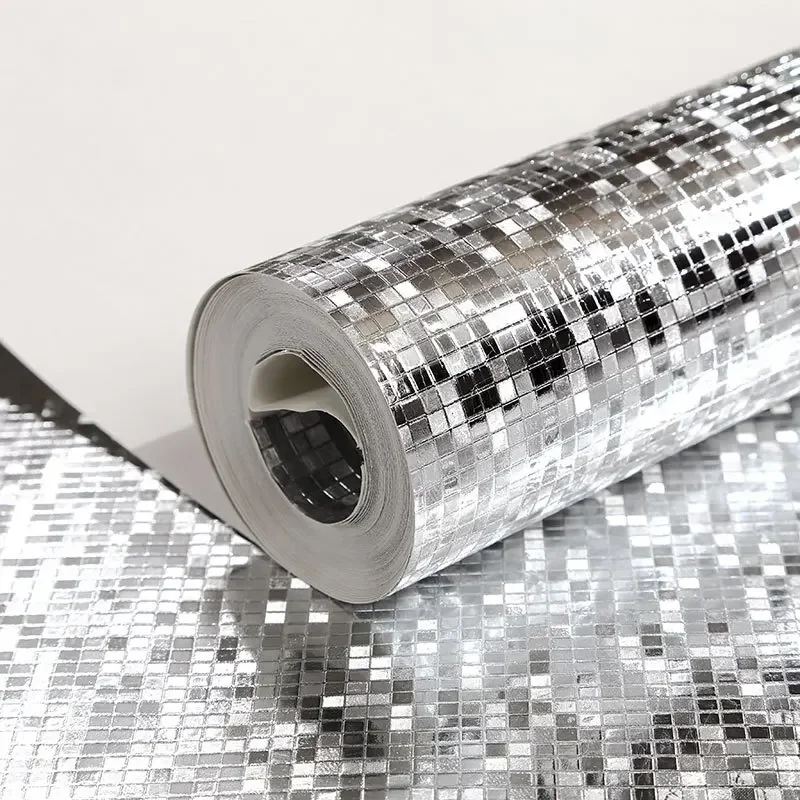 Trblietavé zrkadlové efekty Mini mozaické iskrivé svetlo odráža zlatú fóliu tapetu strieborná fólia tapeta Papel de Parede Decor טפט לקיר