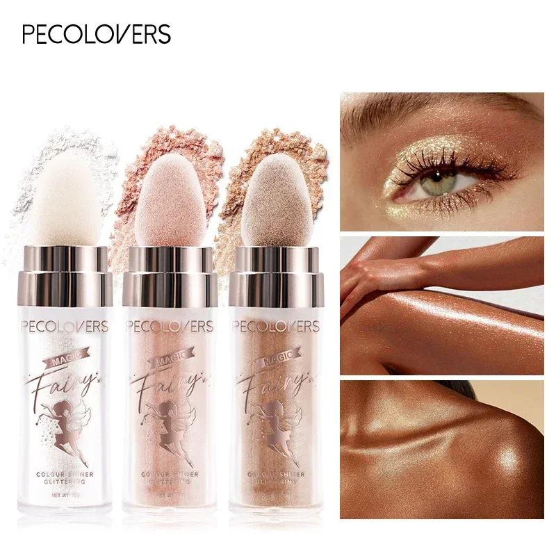 Trblietavý rozprávkový prášok biely voľný zvýrazňovač tvárového tela trblietavý prútik make -up bronzer iluminátor kozmetický