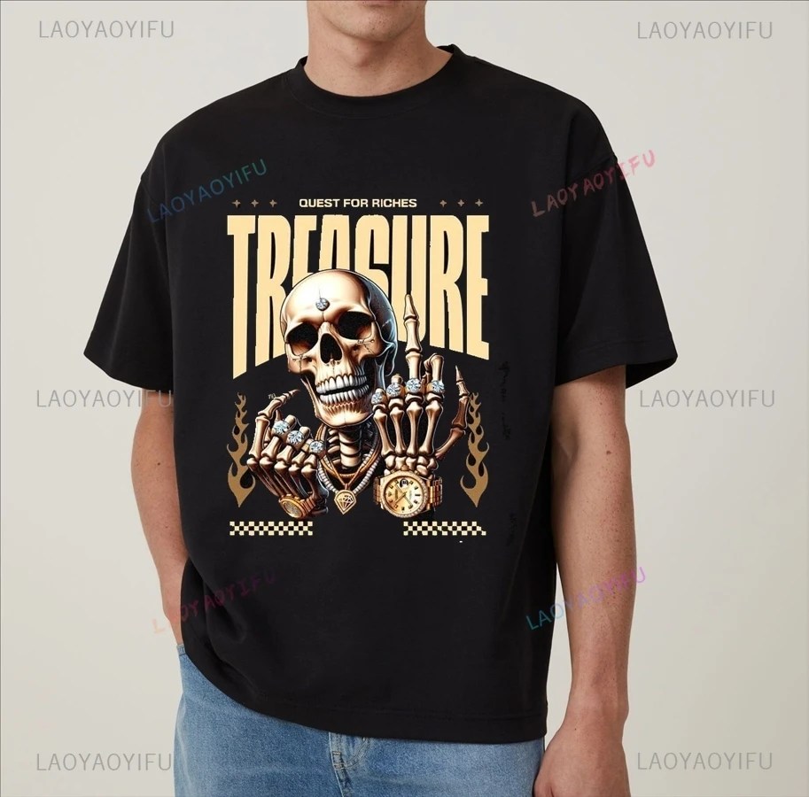 Treasure Heaven Humanstvo Vintage Men's Top, každodenná ulica Harajuku Wear, Pánske príležitostné tričko s krátkym rukávom