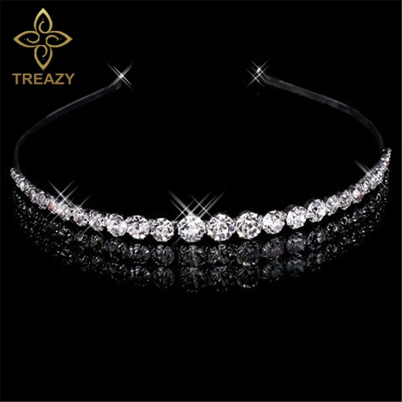 TREAZY ELEGANT Svadobné vlasové doplnky pre ženy vlasové pásma krištáľová svadobná korunka Tiara Svadobné vlasy