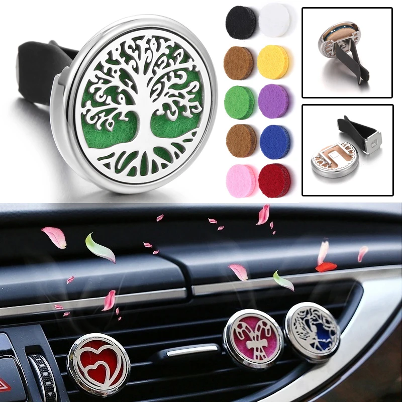 Tree Car Aromaterapeyterapia difúzora Laketový klip pre klip Parfum éterický olej Difúzor automobilový klip Clip Ofer Svietiteľ čistič s vankúšikmi