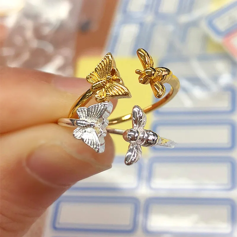 Trend Ženy Dievčatá Rings Nature Bee Butterfly Pastoračné veterné prsty kúzlo Simple pár svadobné prstene