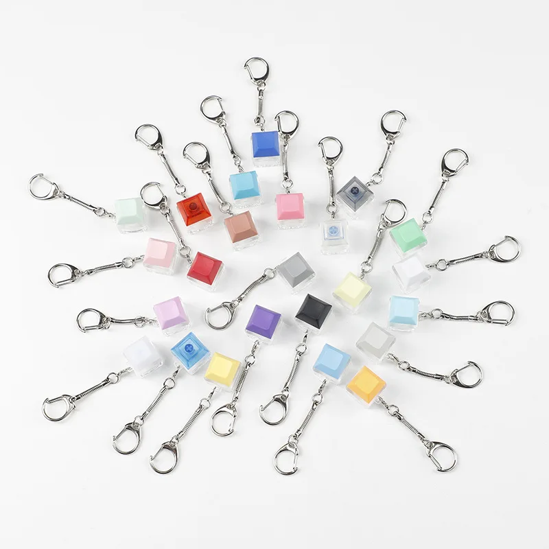 Trendy Keychain prsty tlačidlo tlačidla Keychain fidget hračky Klávesnica klávesnica kľúčový reťazec reťaz mechanický prepínač Keyring Relibing Gadg