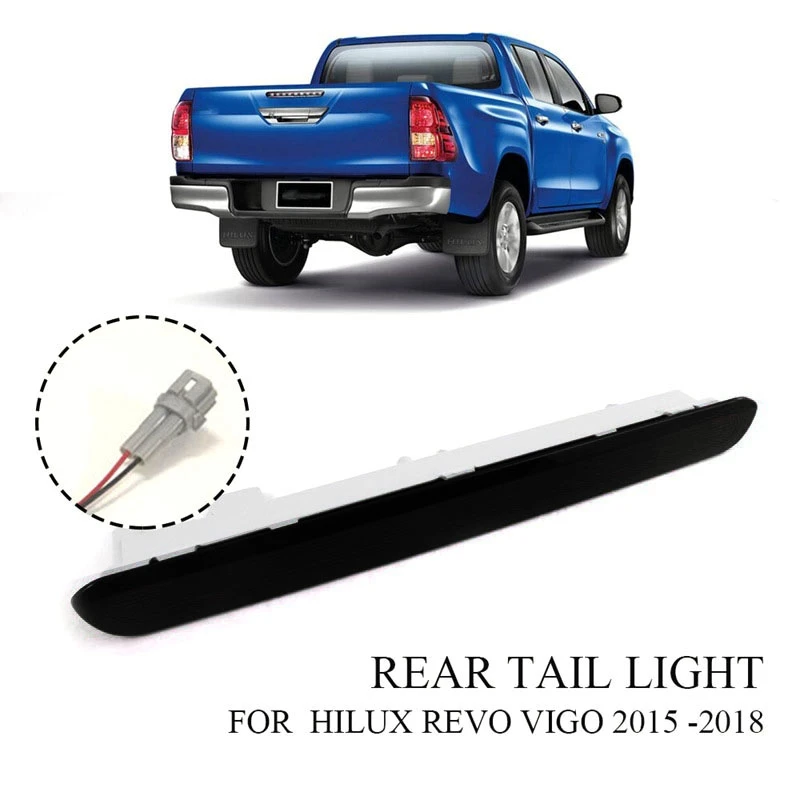 Tretie tretie brzdové svetlo, LED zastávka lampa pre Toyota Hilux Revo Vigo 2015 2016 2017 2018 2018 2019 Zadný reflektor nárazníka, Black