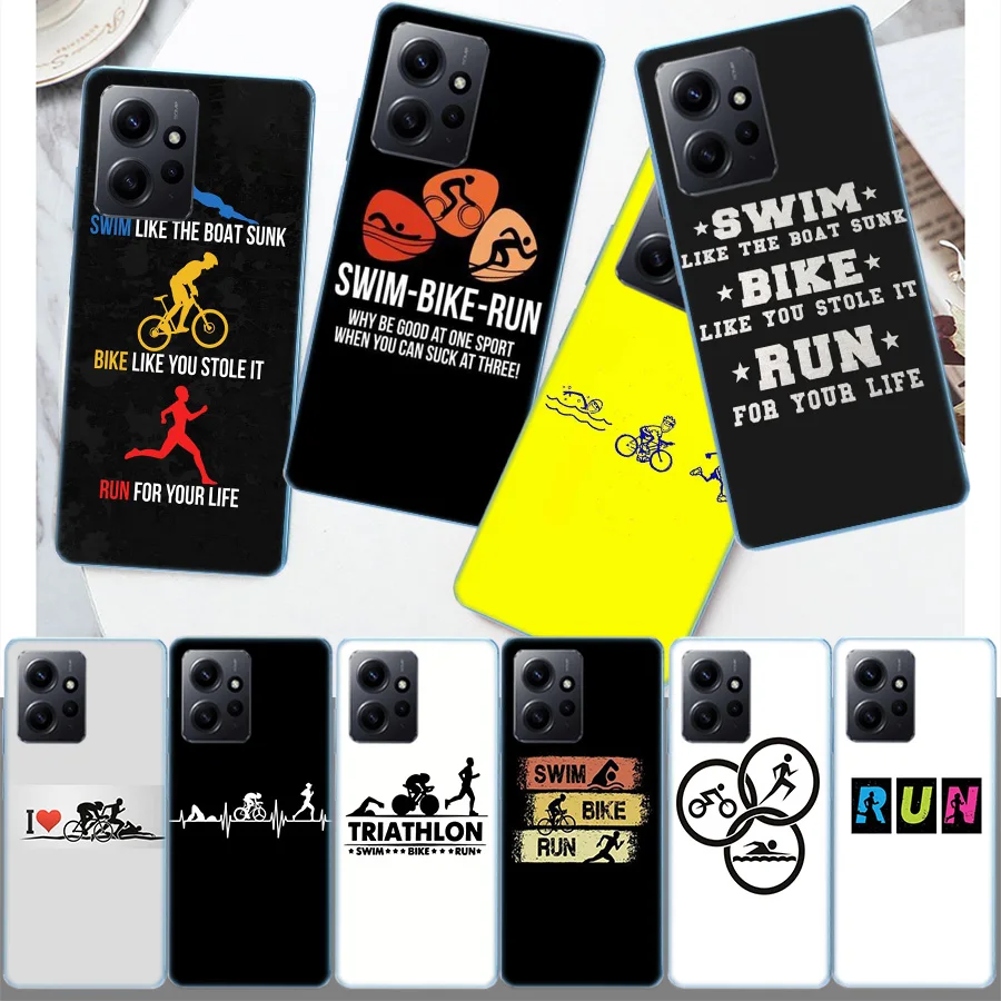 Triathlon Swim Bike Run Cover Puzdro pre Xiaomi Redmi Note 12s 12s 12 Pro Plus 11T 11S 10 5G 10S 9 9T 9s 8 8t 7 5 Pro TPU Phone CLE