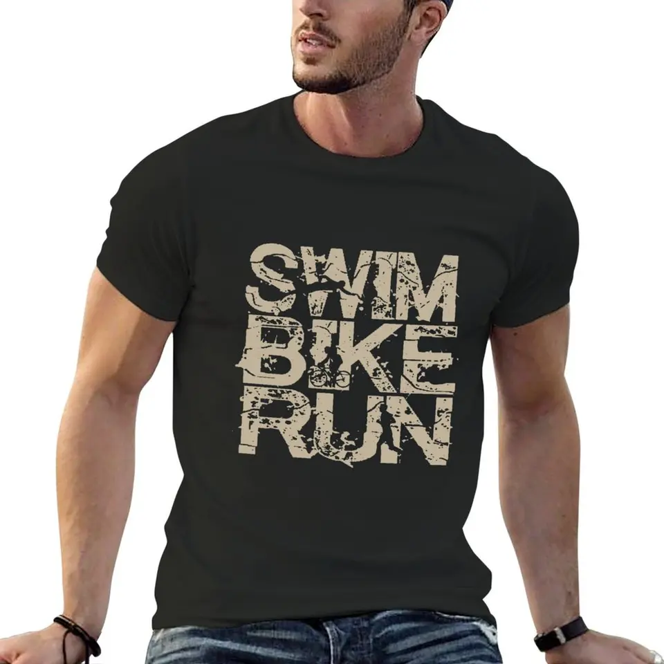 Triatlon - Swim Bike Runtriathlon - Swim Bike Run Tritlete Tričko Vintage oblečenie Plain pre chlapčenské pánske tričká