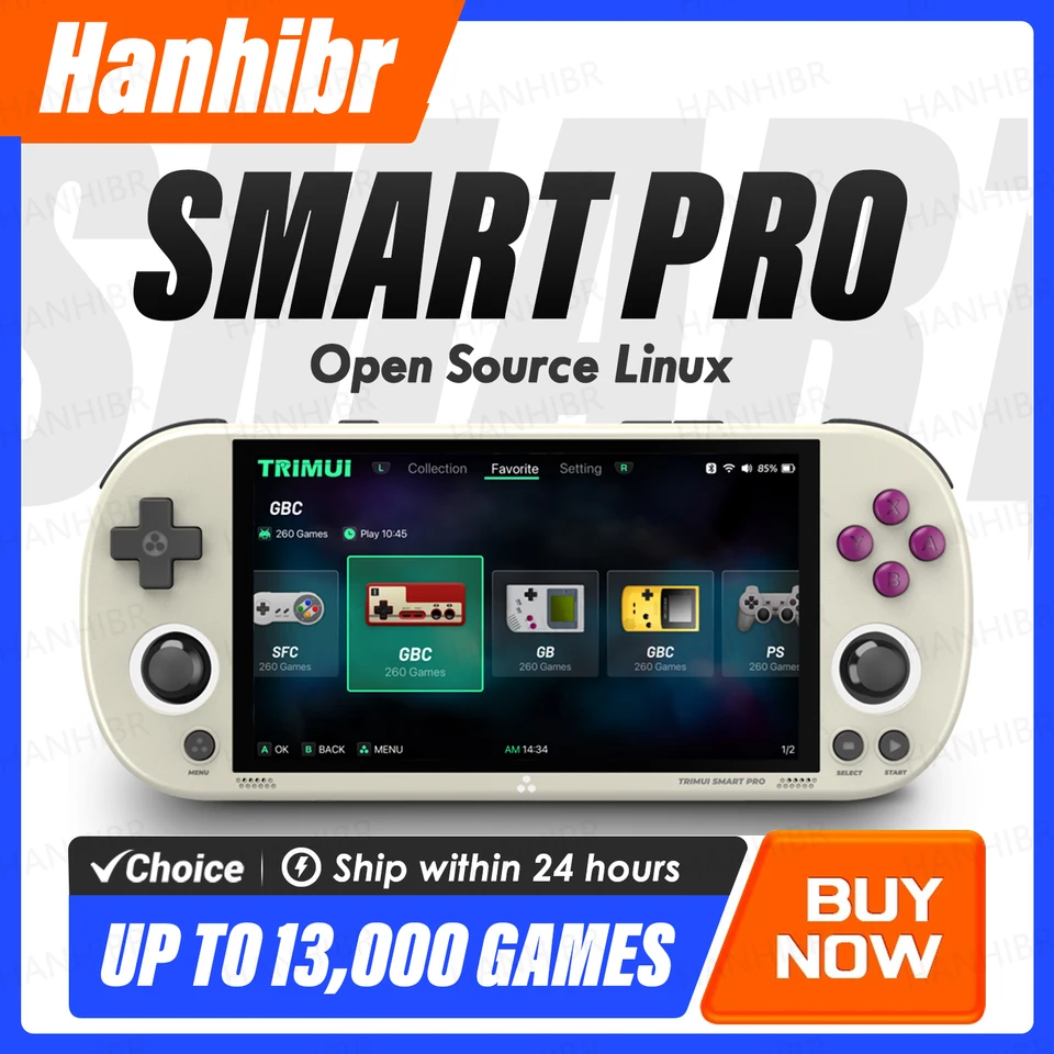 Trimui Smart Pro Herné herné konzoly 4.96''Ips Screen Linux System Joystick RGB Lighting SmartPro retro videohry pre deti Darčeky
