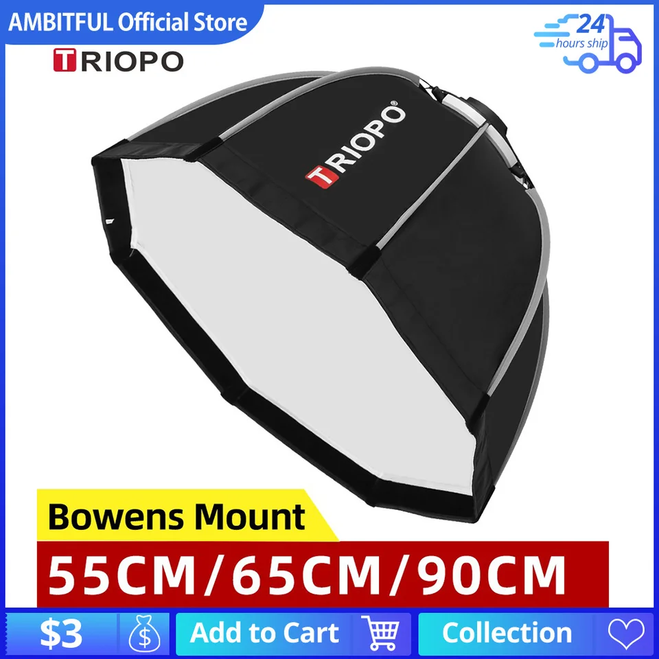 Triopo 55 cm 65 cm 90 cm 120 cm fotografií Bowens Mount Mount Octagon Umbrell Outdoor Softbox + prenášanie tašky pre štúdio Flash Softbox