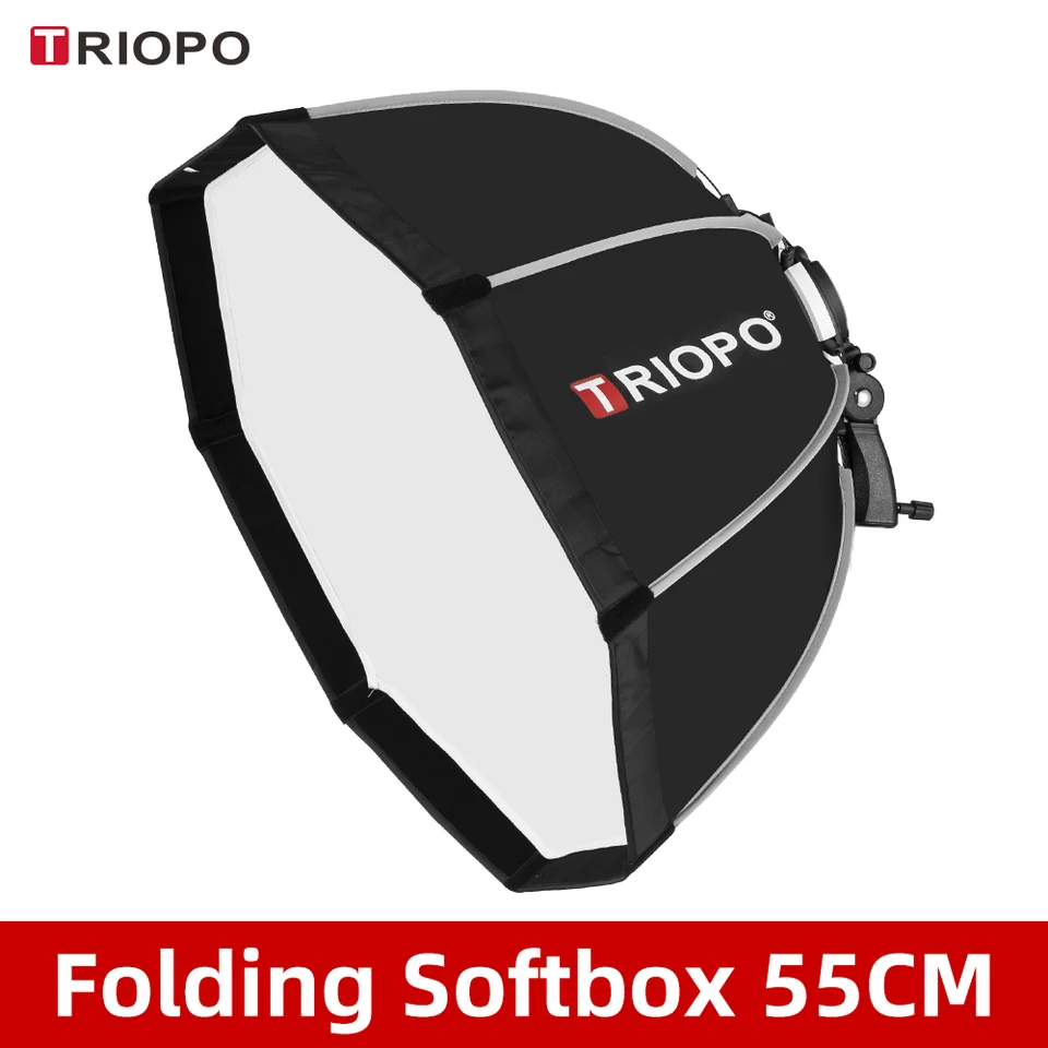 Triopo 55 cm Skladacie osemuholníkové softboxové držiak na skrink na skrinku pre kánon Nikon Fuji Godox Yongnuo Speedlite Flash Light
