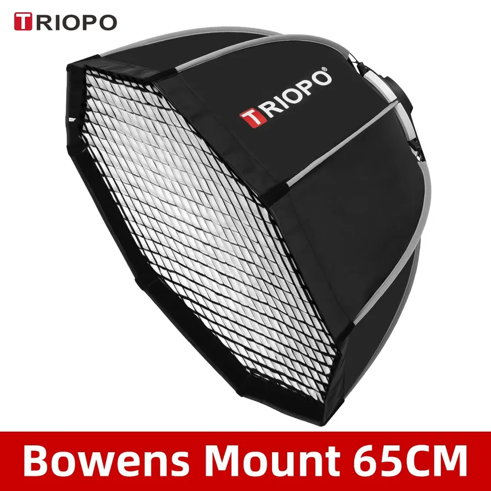 Triopo K65 65 cm fotografiu portabe bowens Mount Octagon Umbrella Softbox + Honeycomb Grid Outdoor Soft Box pre štúdio strobe
