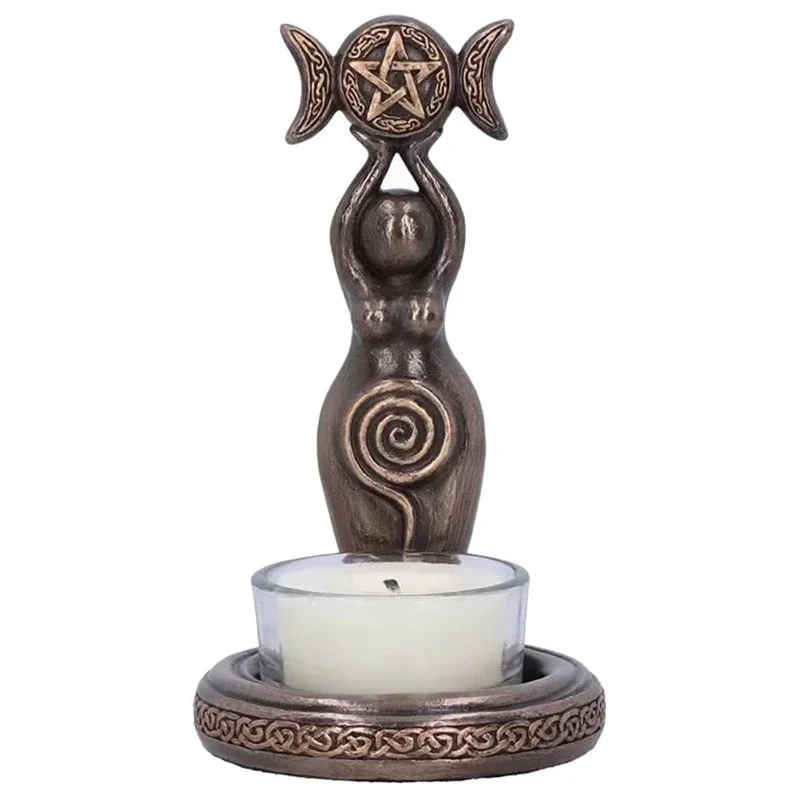 Triple Goddess Sviečka drží remeselnícke ozdoby, čajové svetlo, svietnik soch