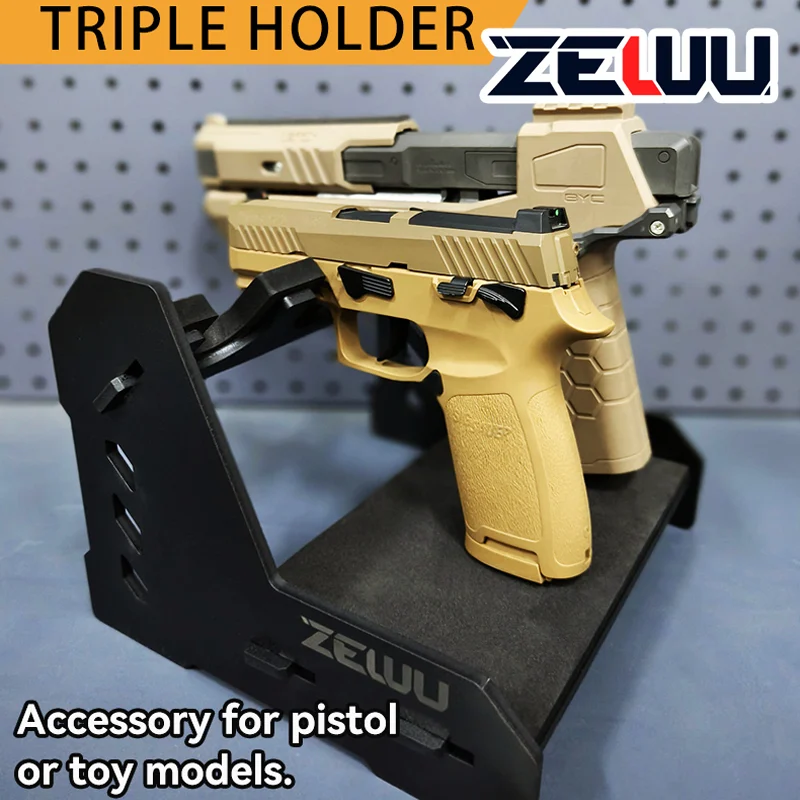Triple pištoľ držiak 3 modelová displej Displej držiaka na zbraň Organizátor Gun Organ Gun Plast Storage Rack