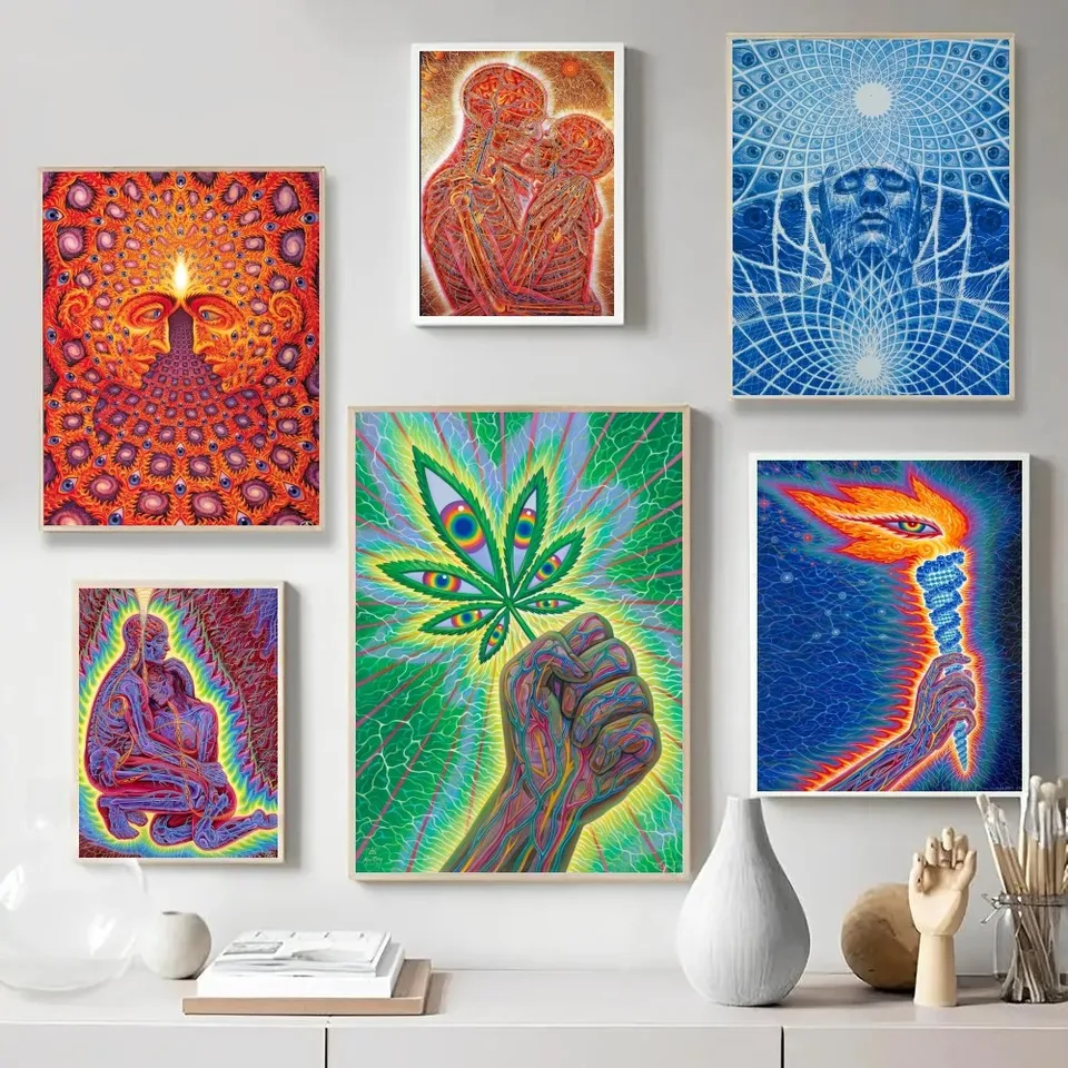 Trippy Alex Gray Psychedelic Plagát Plagát Wall obrázky pre obývaciu izbu Fall dekor Spálňa