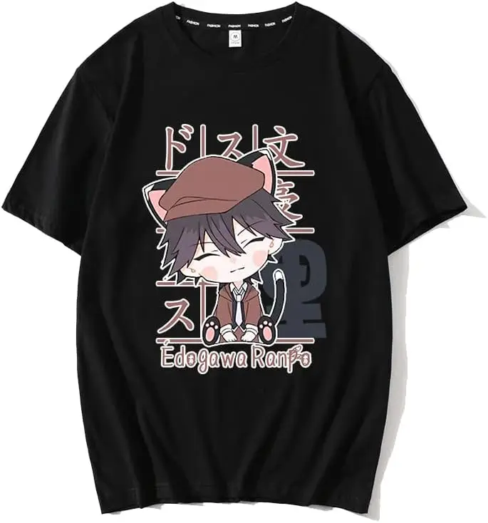Tričko Bungo Stray Dogs Tričko Roztomilé anime karikatúry figúrky dazai osamu vytlačené topy tričiek s krátkym rukávom pre mladých mužov ženy