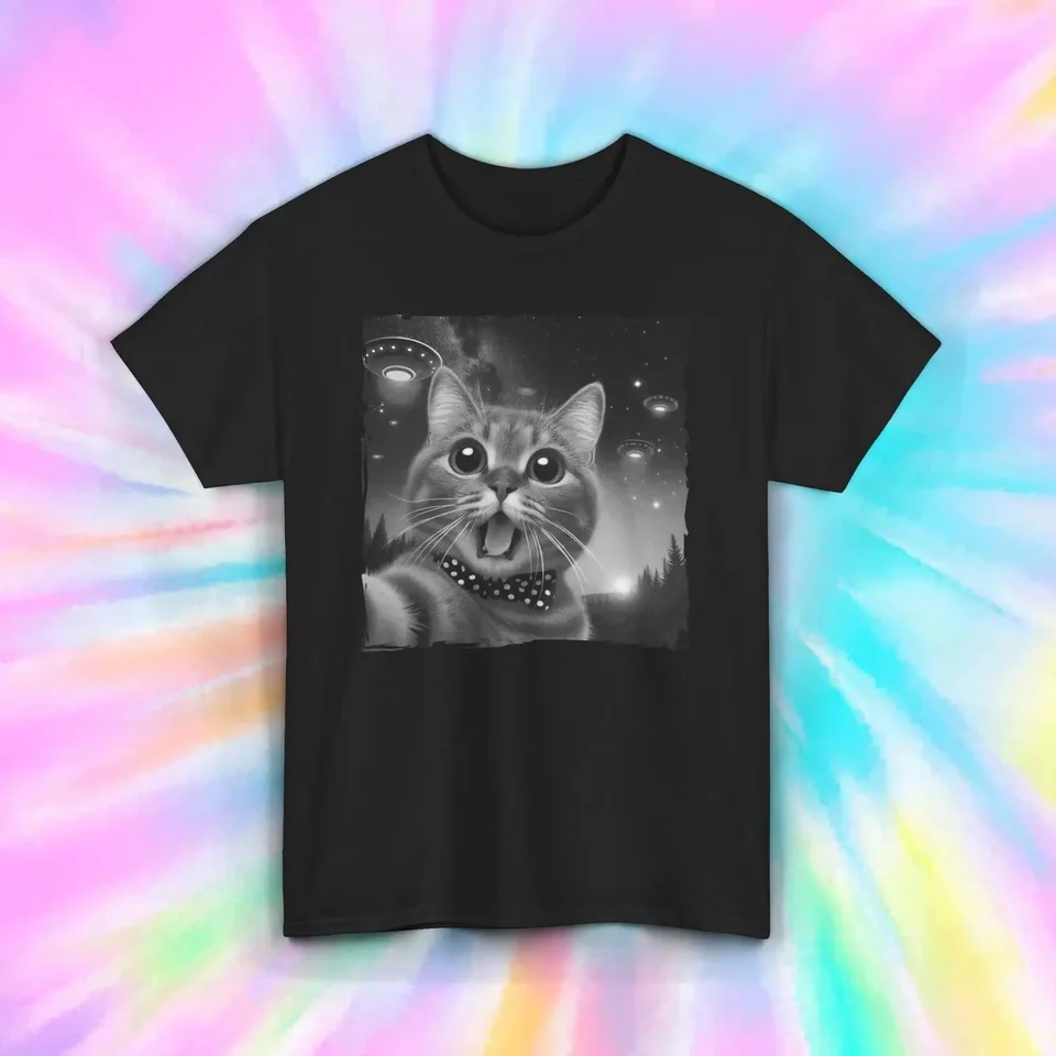 Tričko CAT UFO Abduktion Zábavné mimozemské únosy grafické tričko Bizarný humor