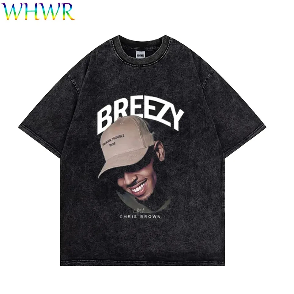 Tričko Chris Brown Vintage 100% bavlnené tričká unisex y2k T tričko pod vplyvom Tour 2024 Breezy Tshirt Rapper Tees 2024