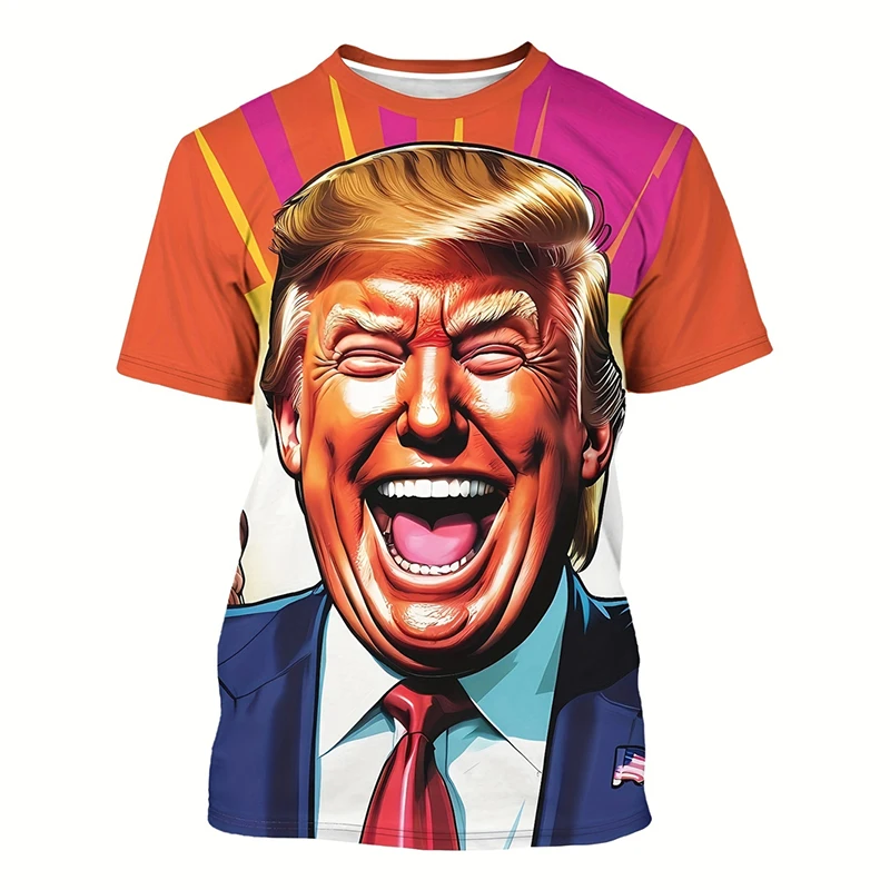 Tričko Donald Trump 3D tlač pre mužov pre mužov Loose Short Ruckve USA Prezident Grafické tričko Summer Street Sports Fitness tričká