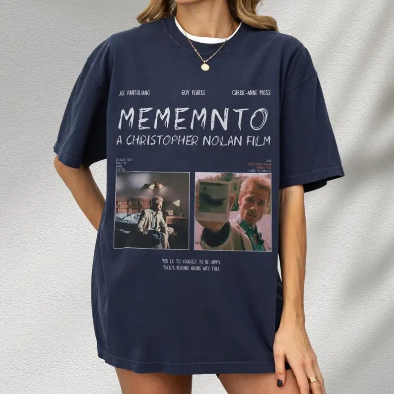Tričko Memento, Retro Christopher Nolan Thriller Graphic Tee, Guy Pearce Movie Gift