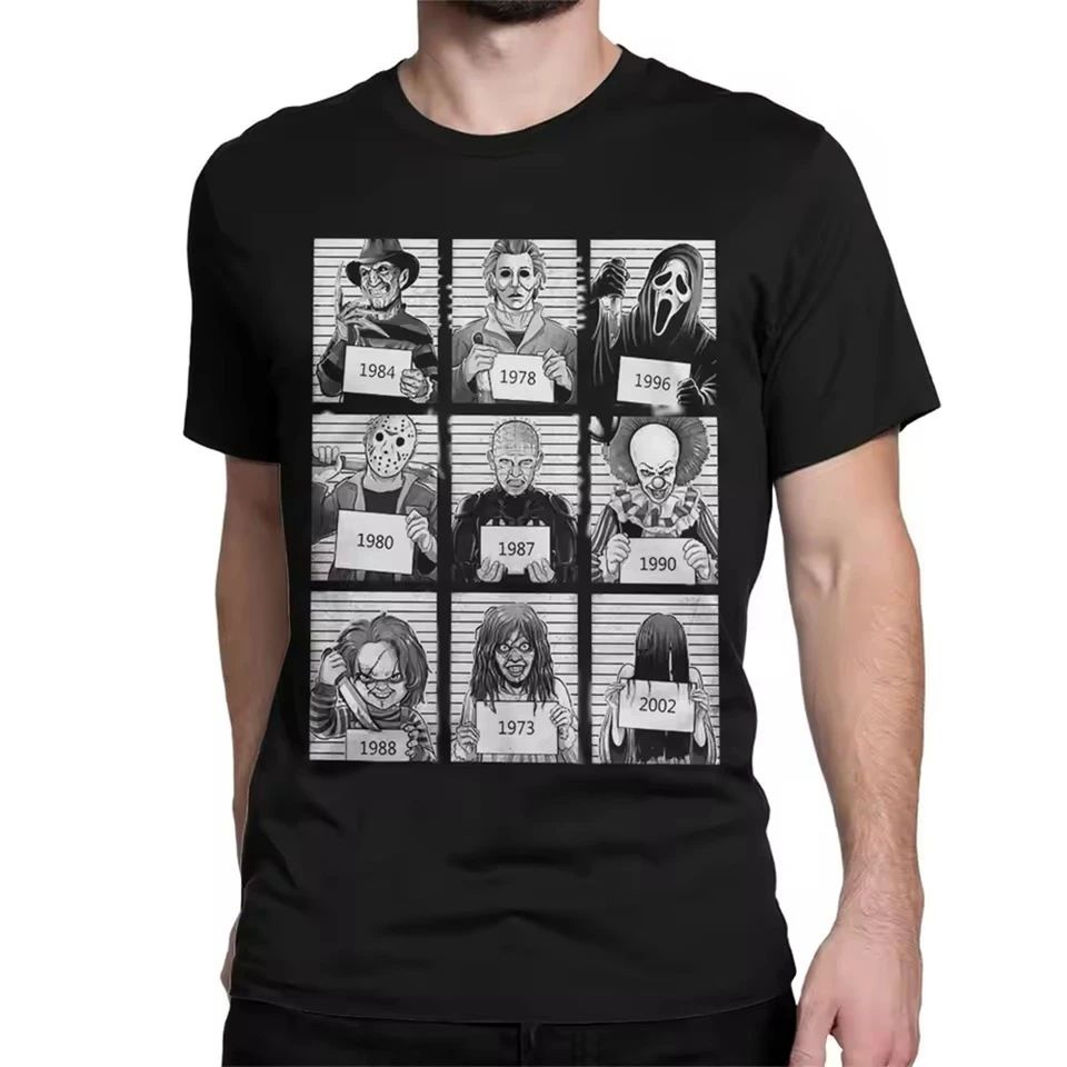 Tričko Men pánske oblečenie tričko Homme pánske tričko nové v hororovom väzení Halloween Michael Myers Chucky Jason Tričká