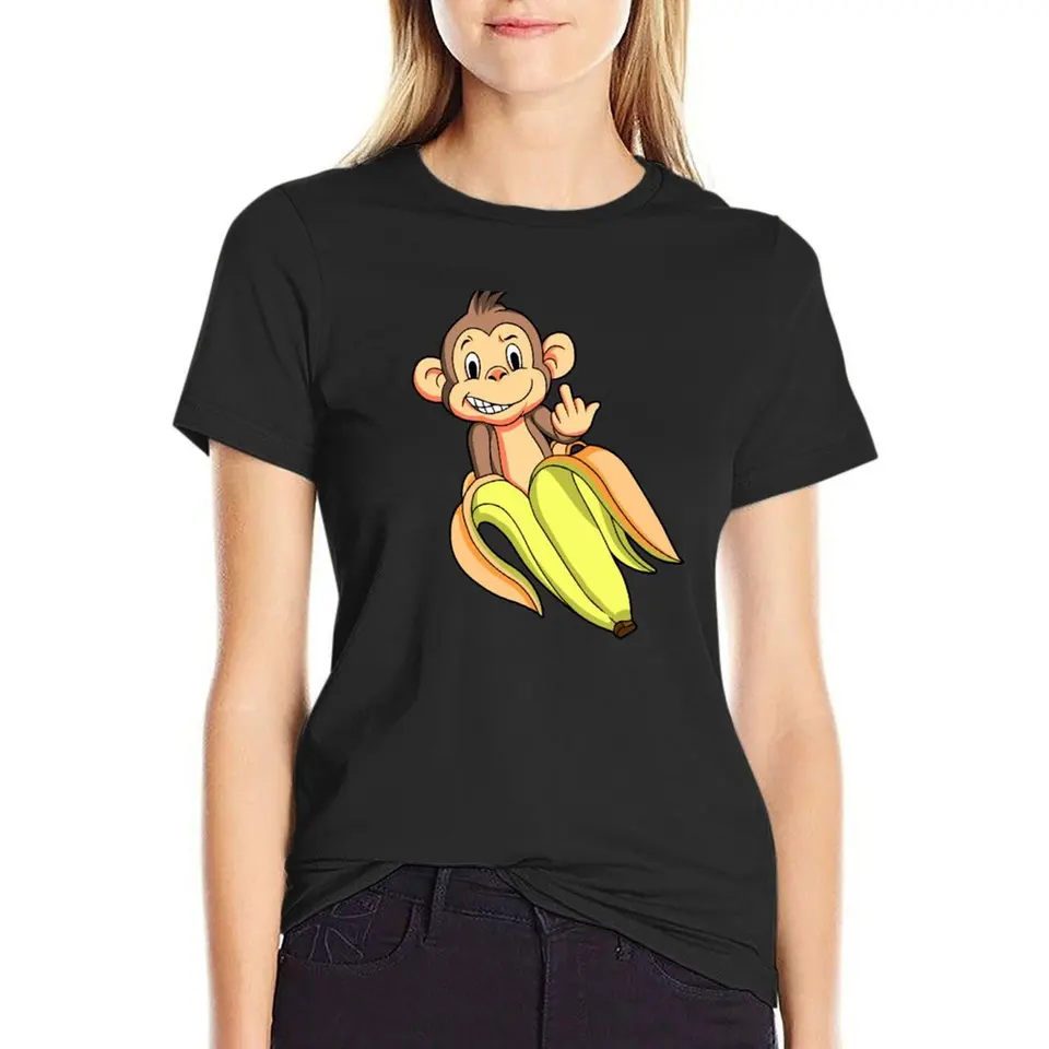 Tričko Middle Finger Monkey Tričko ženské oblečenie dám