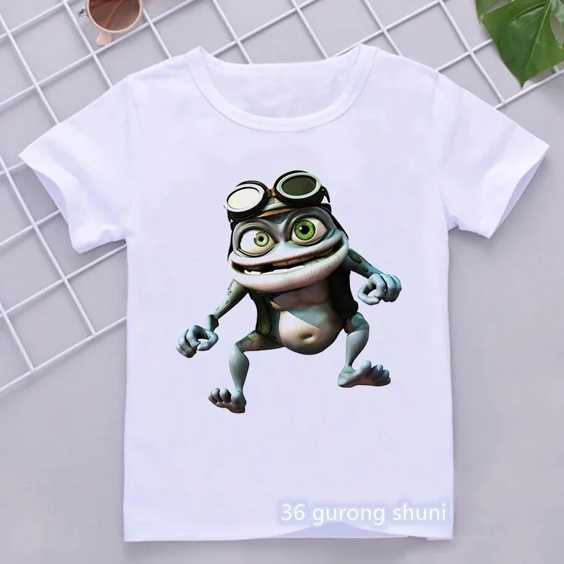 Tričko pre chlapcov bláznivé žaba anime karikatúra tlač Denné tričká Hip-Hop Boys oblečenie biele topy s krátkym rukávom Drop Doprava