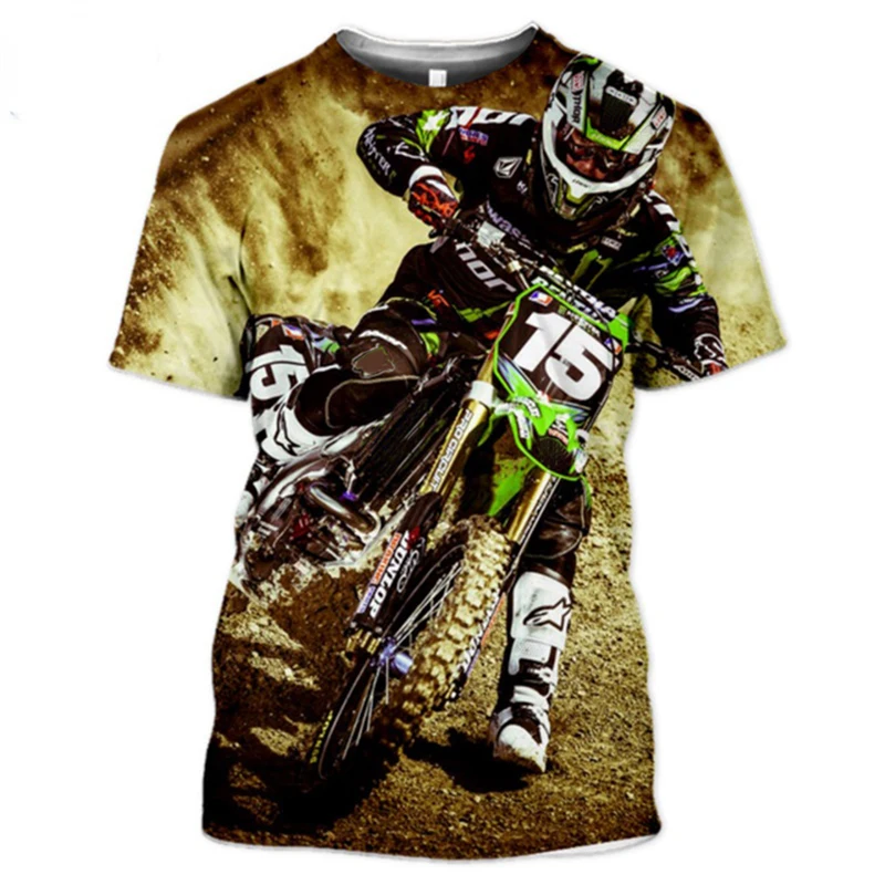 Tričko pre motorové motorové vozidlá pre mužov pre mužov Motokros Racing 3D tlačené topy Cool Girl Cast Girl Casual Krátke rukávy módne streetwear tričko