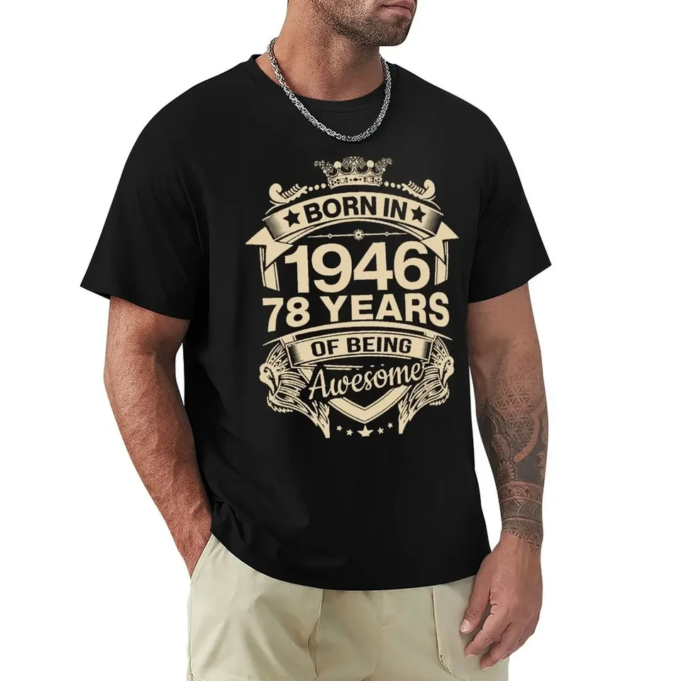 Tričko s krátkym rukávom 100% bavlnená grafika TRSH TOPS Narodené v roku 1946