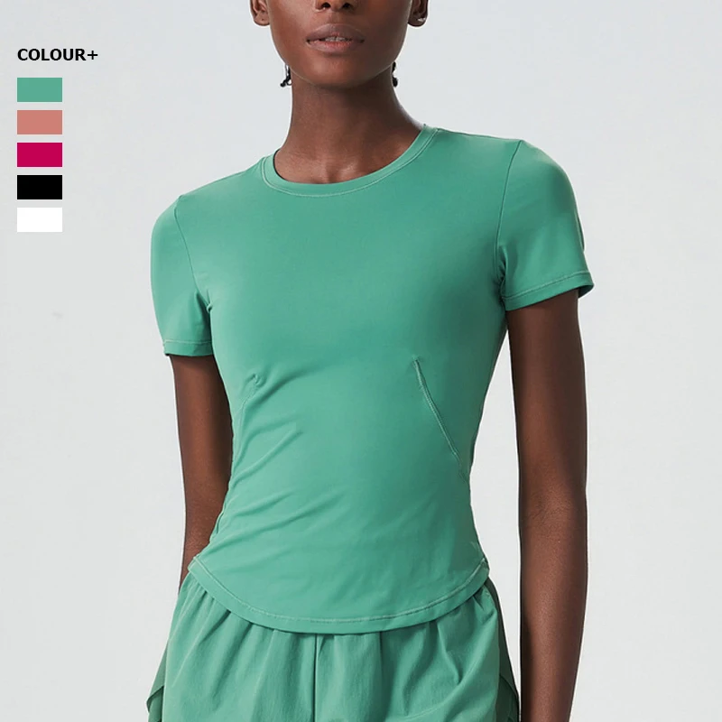 Tričko s krátkym rukávom Tričko Dámske dámska farba Slim Fit Fit Beh Running Trože rýchle suché cvičenie Top ženy Sportswear