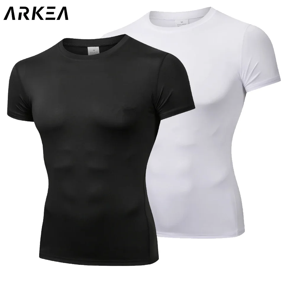 Tričko s masovou farbou Tričko Rýchle suché muži Beh Sport Skinny Krátke tričko Mužská telocvičňa Fitness kulturista