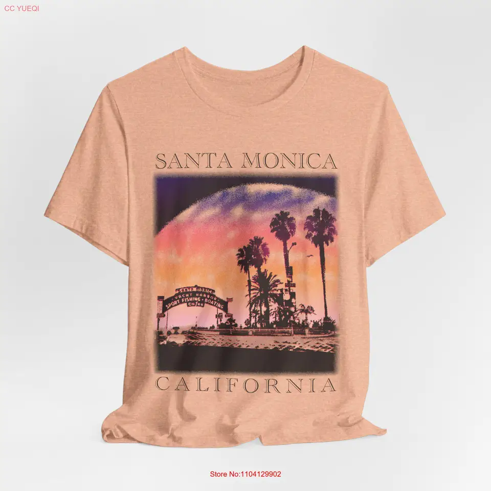 Tričko Santa Monica T tričko Los Angeles California cestuje jedinečný pre svoj vintage štýl dlhé alebo krátke rukávy