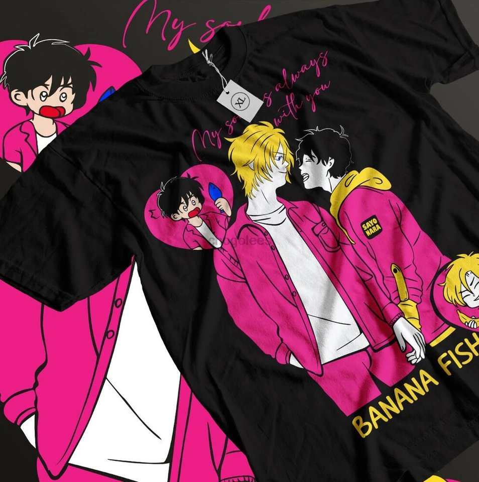 Tričko z banánového rýb Ash Lynx Eiji Okumura Card Anime Kawaii Tričko všetkých veľkostí