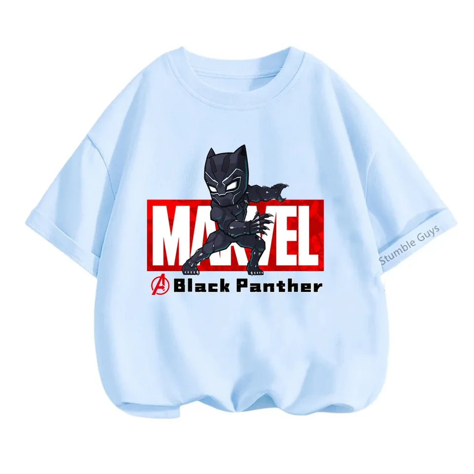 Tričko Čierne panterské tričko Kids Casy Boys Clothes Dievčatá vtipné Marvel Harajoku Streetwear Tops 3-14Y Teen Short Ruckve