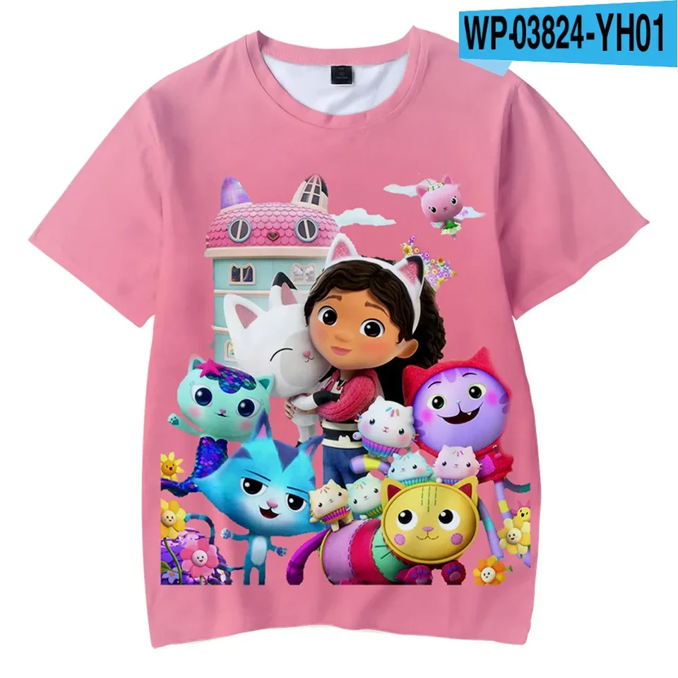 Tričká Anime Gabbys Dollhouse 3d Print Streetwear Boys Dievčatá roztomilé príležitostné módne nadmerné tričko Detské odpaliská Tops odev
