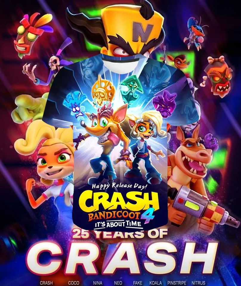 Tričká Japonské hry Crash Bandicoot 3d Tlač T Tričko módne deti Príležitostné dievčatá Dievčatá Unisex okrúhle tričko tričko Odevy