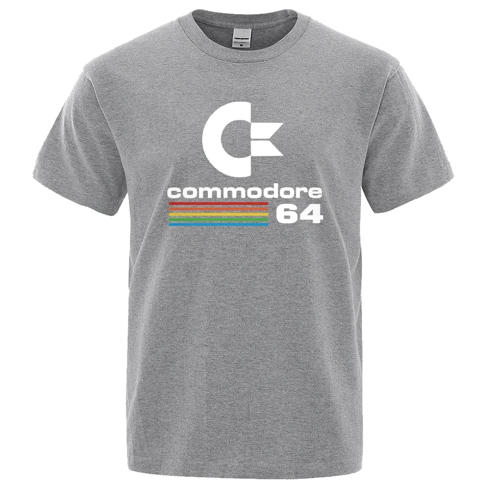 Tričká Loose Men Summer Commodore 64 Print T tričko C64 Sid Amiga Retro Cool Design Street Stručný rukáv Top Tee Cotton Clothing