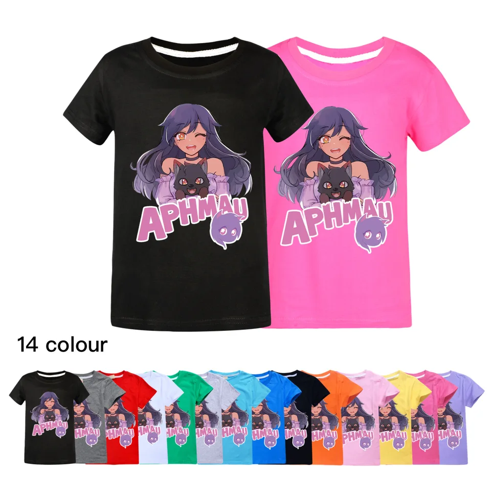 Tričká nových chlapcov letné karikatúry Aphmau tlač detí s krátkym rukávom tričká Cotton Kids oblečenie módne chlapci Tops Tee3296