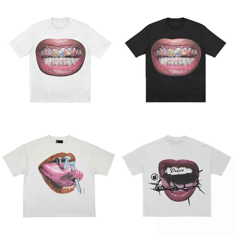 Tričká v štýle Y2K Men Ženy harajuku gotický tlačný vzor tričko hip hop hop vintage streetwear s nadmerne veľkým bavlneným plodstvom