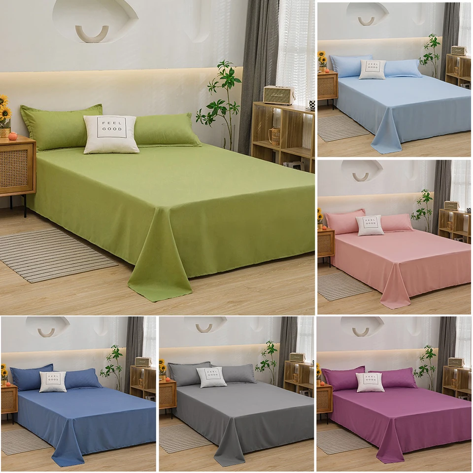 Trojdielne set premytá bavlnená plochá posteľná lôžka masívna posteľ kryt s jednou dvojlôžkovou posteľnou bielidlom Soft Bedspread Home 침대 시트 3 종 세트