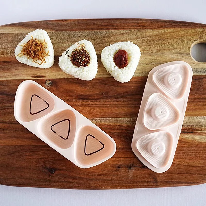 Trojnásobné formy pre plesne Onigiri Mold Triangle Sushi Raz rýchlo vyrobia 3ks sushi ryžové guľové formy na výrobu a skladovanie sushi