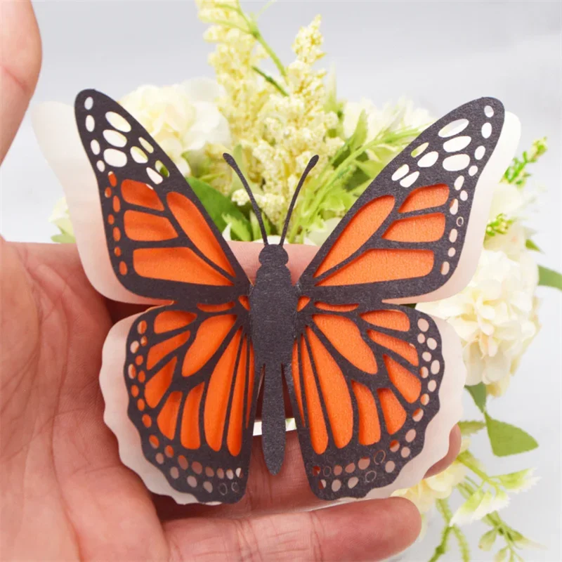 Trojvrstvový 3D perlový papier Butterfly na dekoráciu dutá simulácia motýľov festival svadobná narodeniny domáca nástenná nálepka