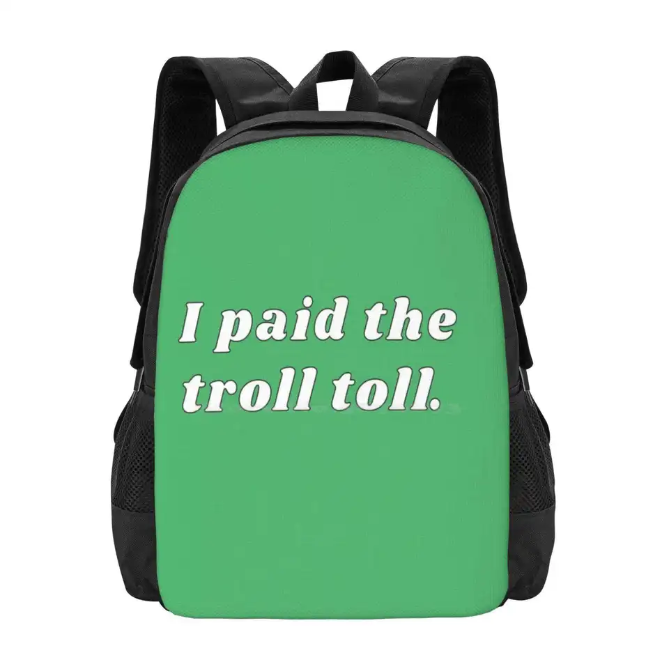 Troll mýto, vždy slnečný 3D tlačový dizajn batoh študent BAG Nightman Dayman Night Man Day Man Troll Toll je vždy slnečný