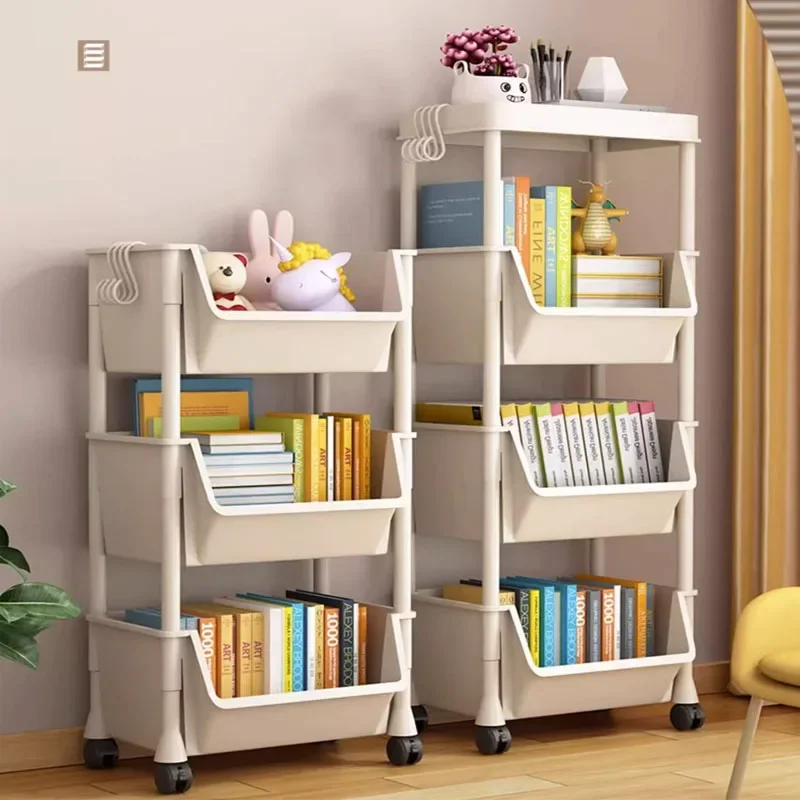 Trolley Bookshelf Kitchen Storage Rack Kitchennernarrow Slit StorageCaBinetBathroom Living Malé viacvrstvové jednoduché knižnice