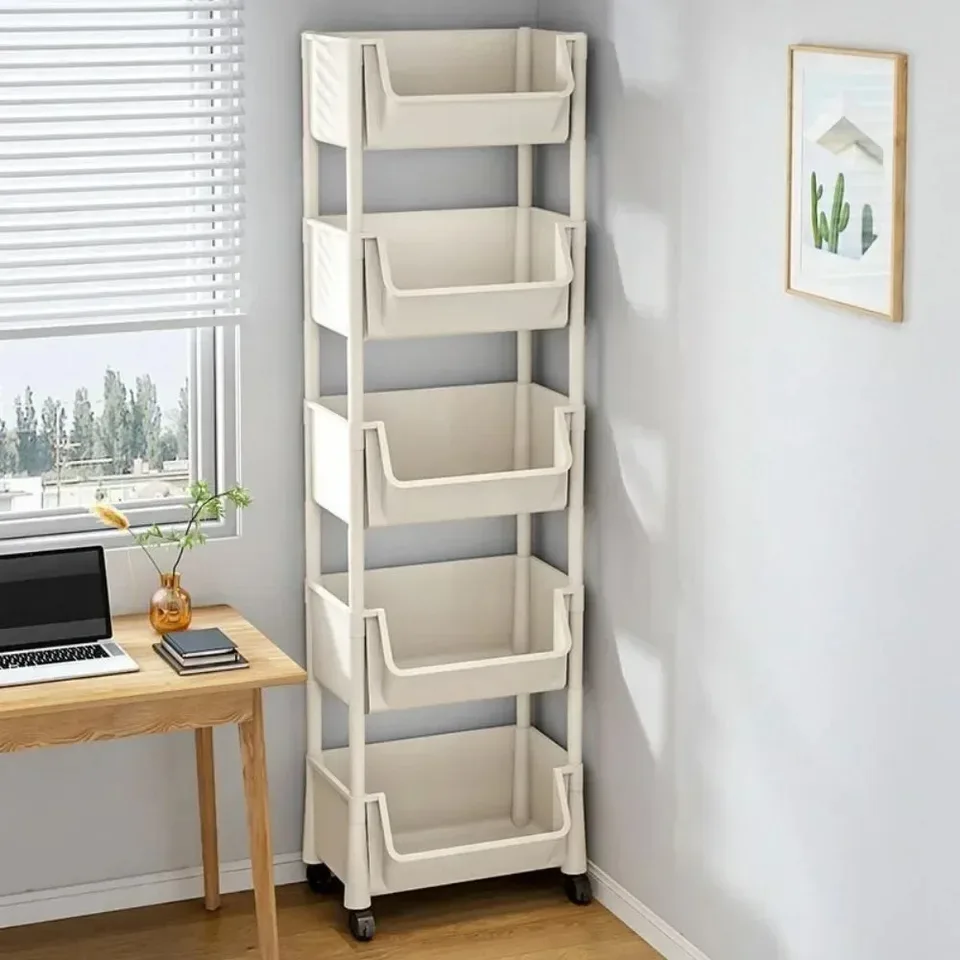 Trolley Bookshelf Kitchen Storage Rack Kuchynský roh roh s úzkou štrbinou skladovacia skrinka Kúpeľňa obývacia izba Domov Organizátor