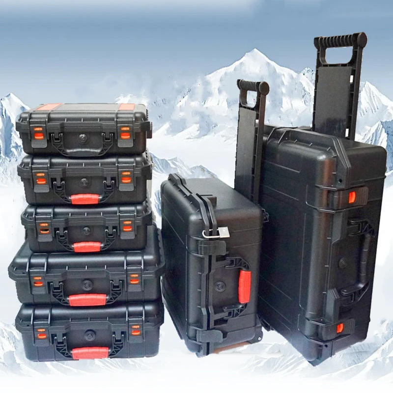 Trolley Toolbox Veľký náradie s kolesami Prenosné bezpečnostné vybavenie Prístroj Storage Box Profesionálny plastový kufor